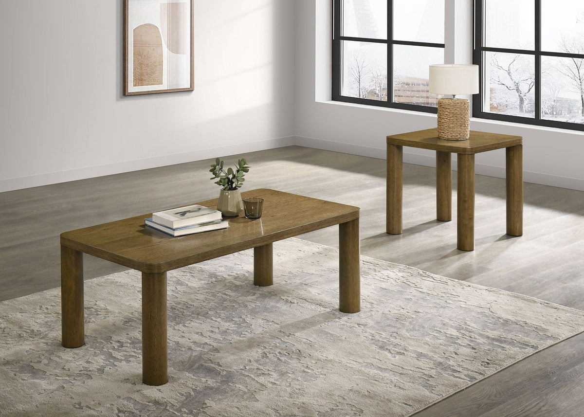 Castlewood 2-piece Cocktail Coffee Table Set Brown Oak
