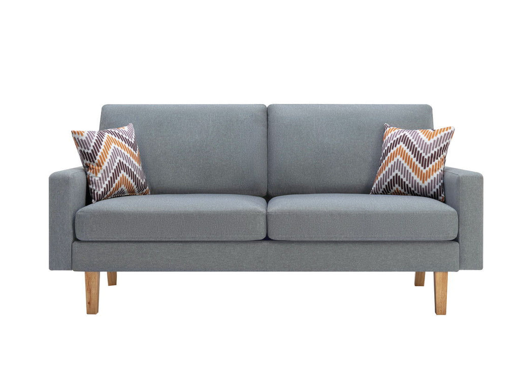Minimalistic Stationary Sofa with 2 Throw Pillows - Select Color