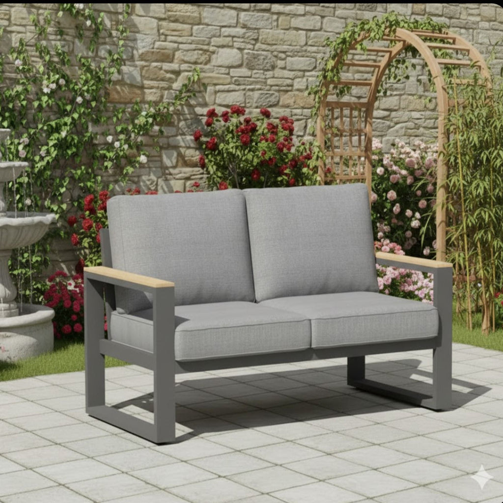 All-Weather Loveseat Sofa with Thick Cushions - Dark Gray or Beige