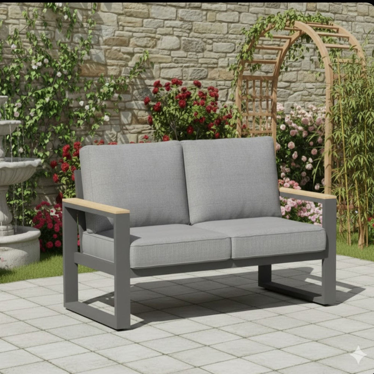 All-Weather Loveseat Sofa with Thick Cushions - Dark Gray or Beige