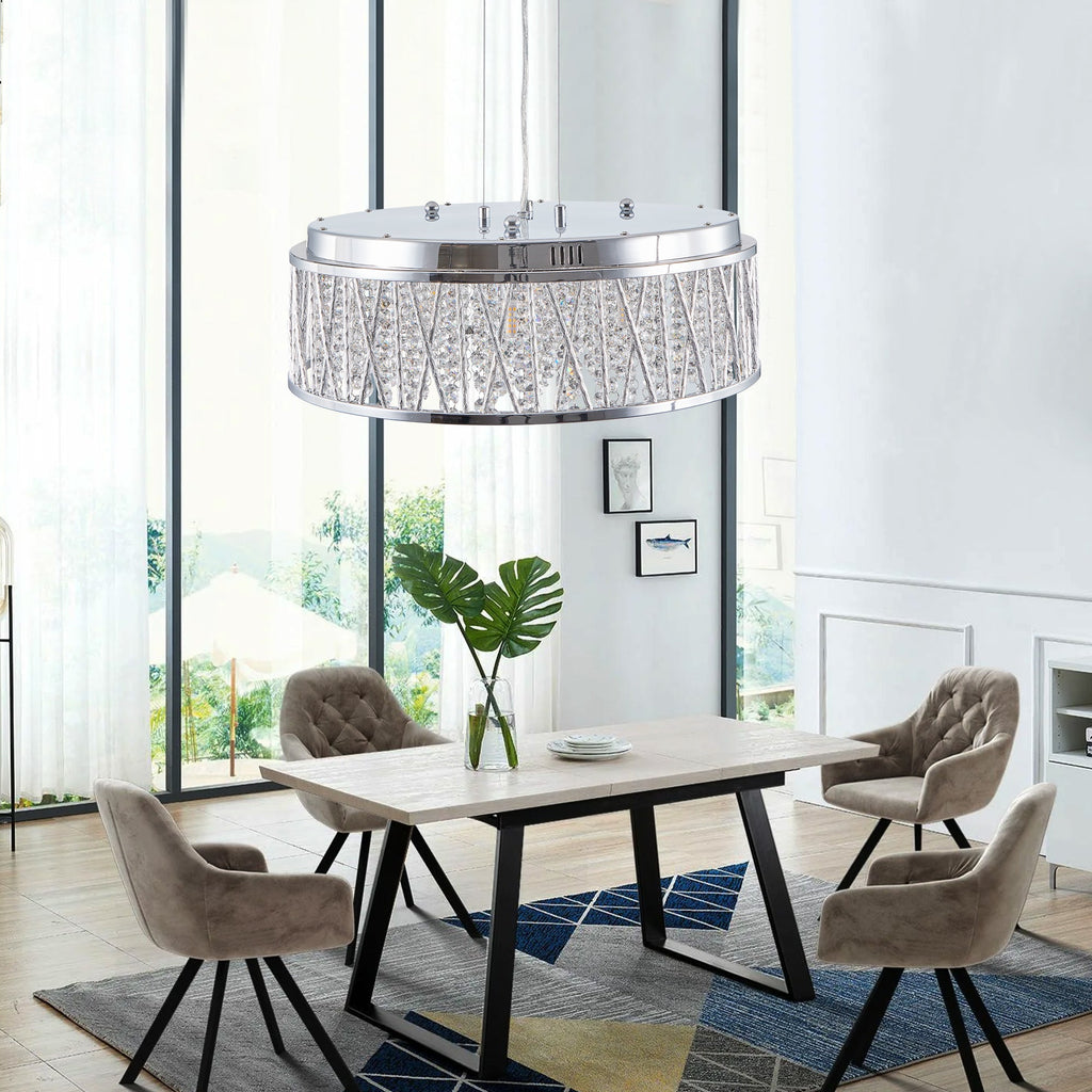 Modern Crystal Chandelier with Crystal Accents - 19 Inch