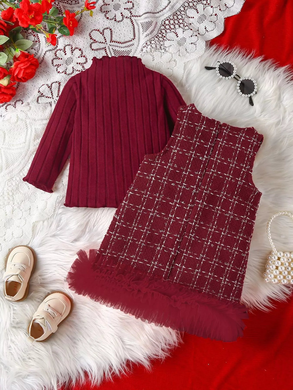 Children's Ribbed Knit Top and Dress Set