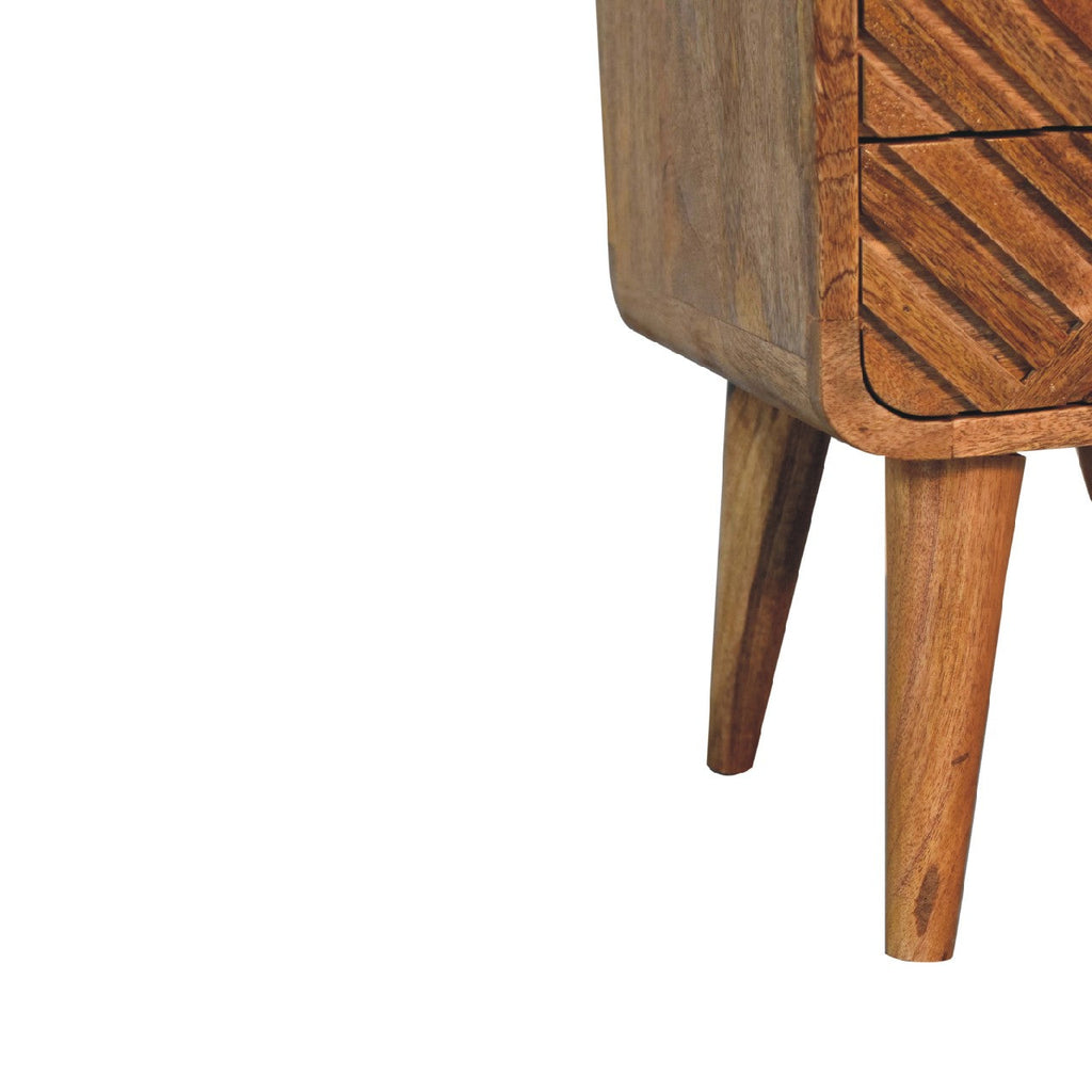 Solid Wood Mini Lille Curved Nightstand with Nordic Legs - Natural Finish