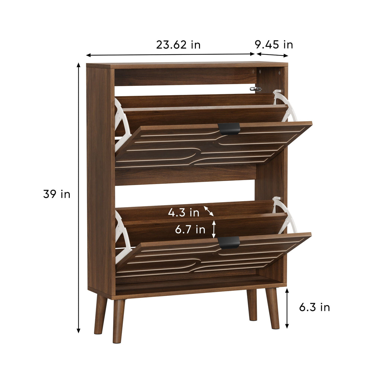 Dark Brown Shoe Cabinet with 2 Flip Drawers - Particle Board