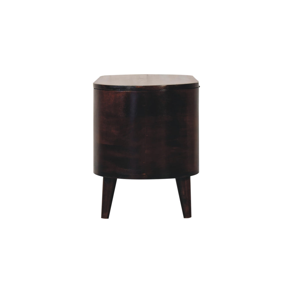 Solid Wood Light Rounded Lid-up Blanket Box with Mango Wood Construction - Light Walnut