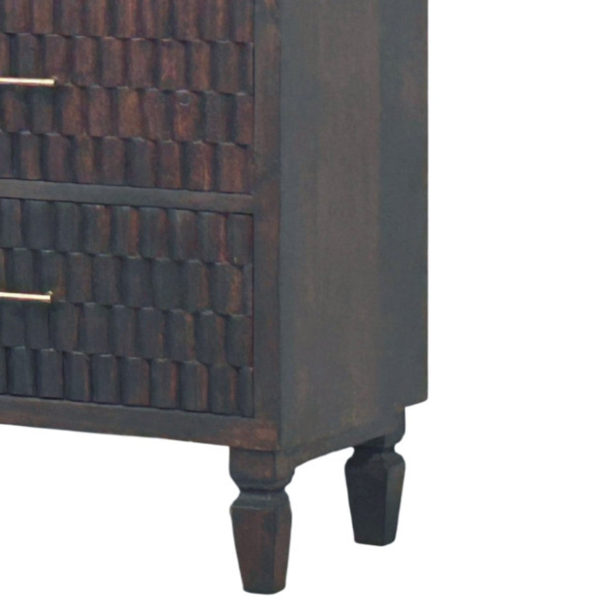 Solid Wood Arno Chest with Sculptural Design - Velvet Mocha