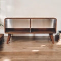 Solid Wood Curved Chestnut Media Unit with Nordic Legs