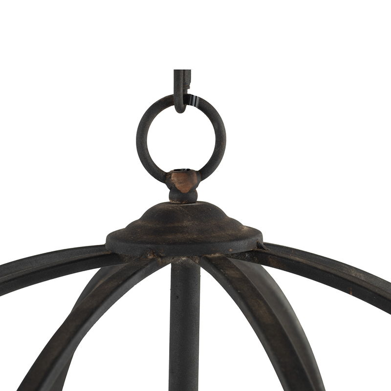 4 Light Metal Chandelier With Adjustable Chain - Black