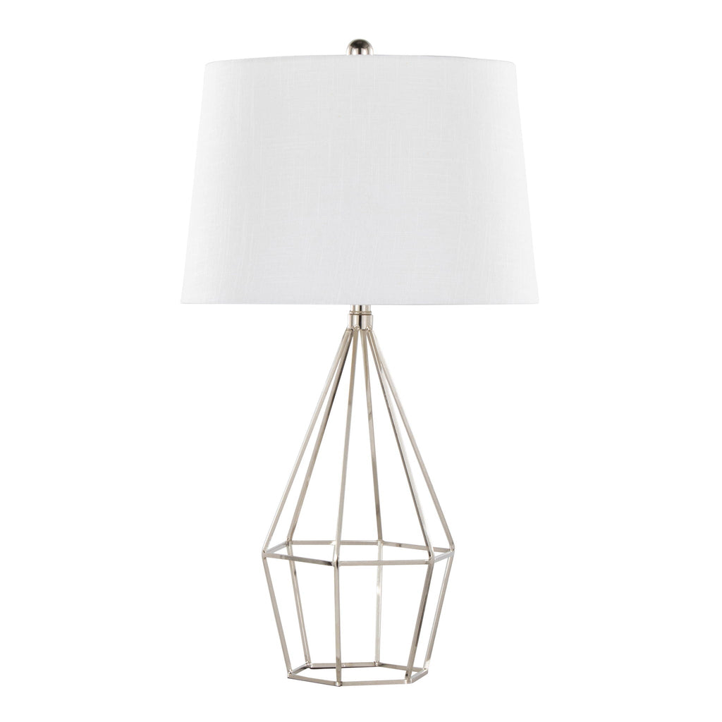 Contemporary Table Lamp Set with Linen Shade - Polished Nickel / Black Satin