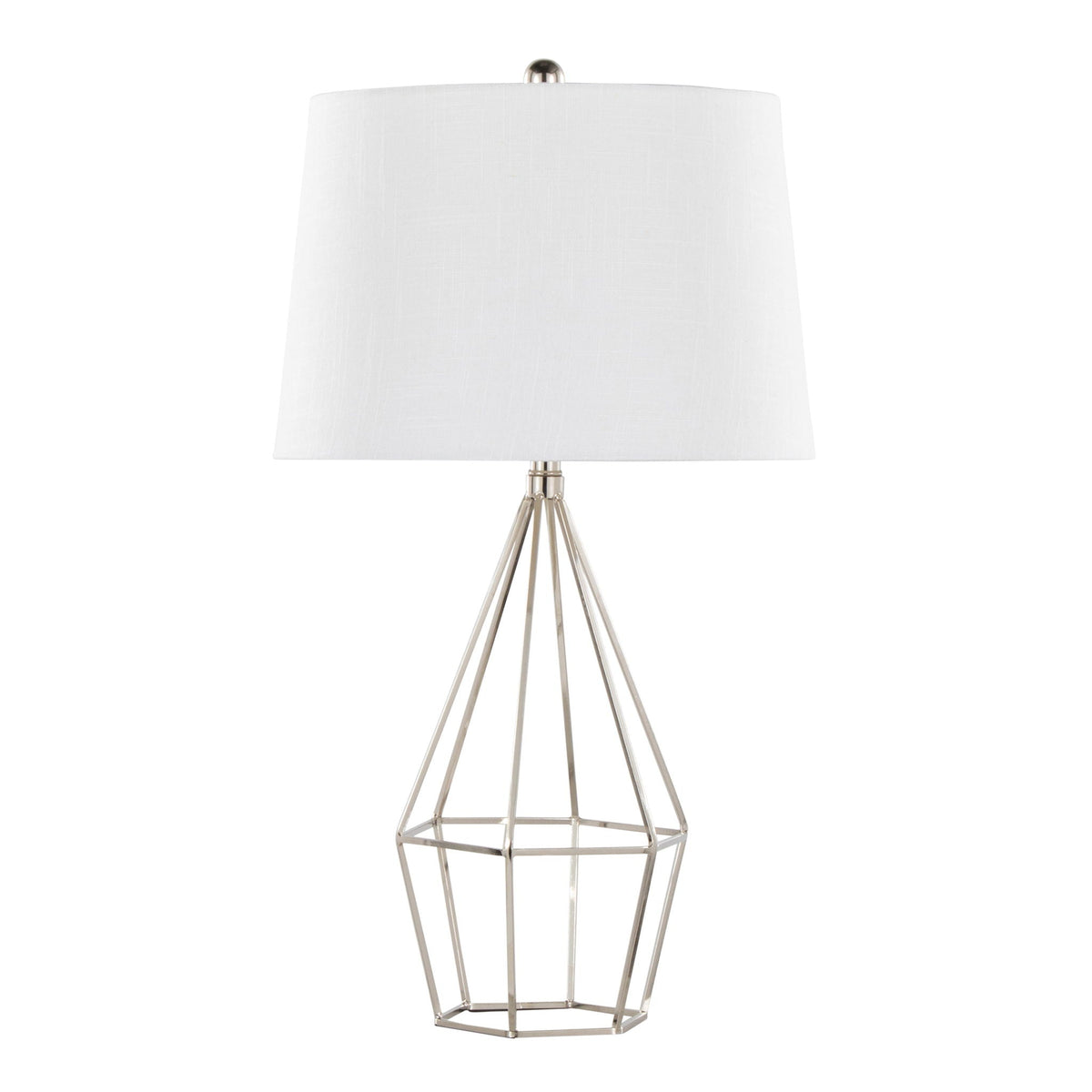 Contemporary Table Lamp Set with Linen Shade - Polished Nickel / Black Satin