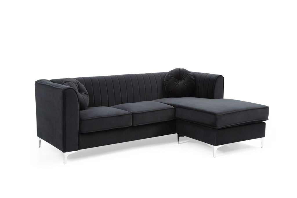 Micro Suede Sofa Chaise with Channel Quilting - Multiple Colors