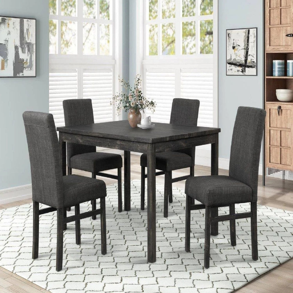 Transitional Upholstered Dining Chair Set with Engineered Wood Frame - Dark Gray or Beige