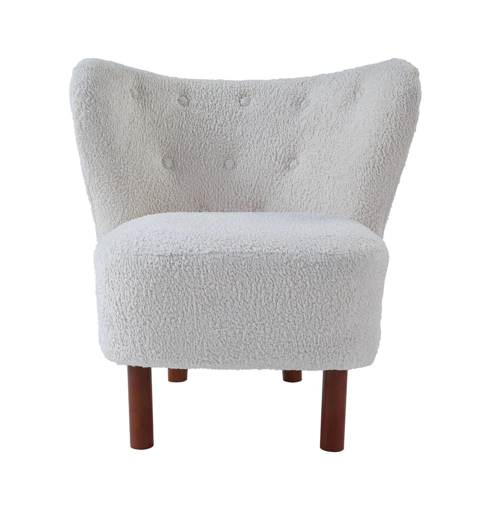 Teddy Sherpa Accent Chair with Plush Upholstery - White