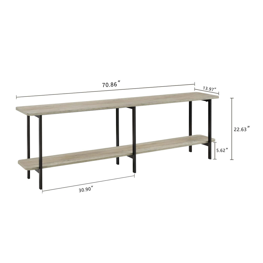 Celine 2 Shelf Console Table with Durable Construction - Gray, White, Black