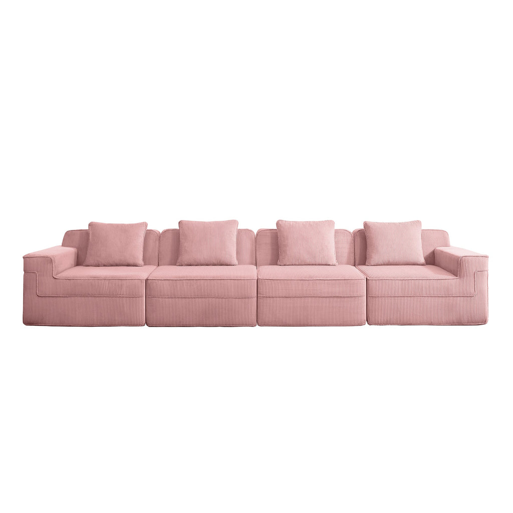 Modular 4 Seat Boneless Sofa with Cloud-Like Comfort - Corduroy