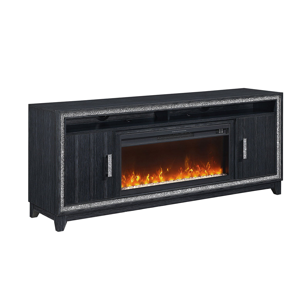 Fireplace TV Stand with Adjustable Temperature and LED Options - Dark Gray or White
