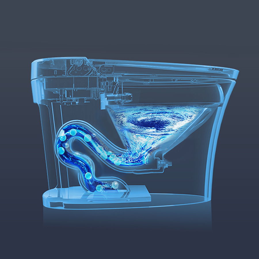 Smart Toilet Bidet Combo with Self-Cleaning Nozzle - White Night Light