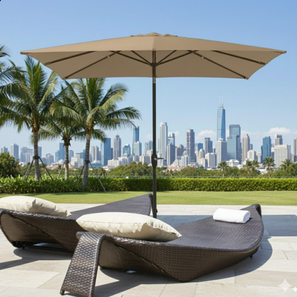 Rectangular Patio Umbrella with Crank Tilt - UV-Resistant Canopy
