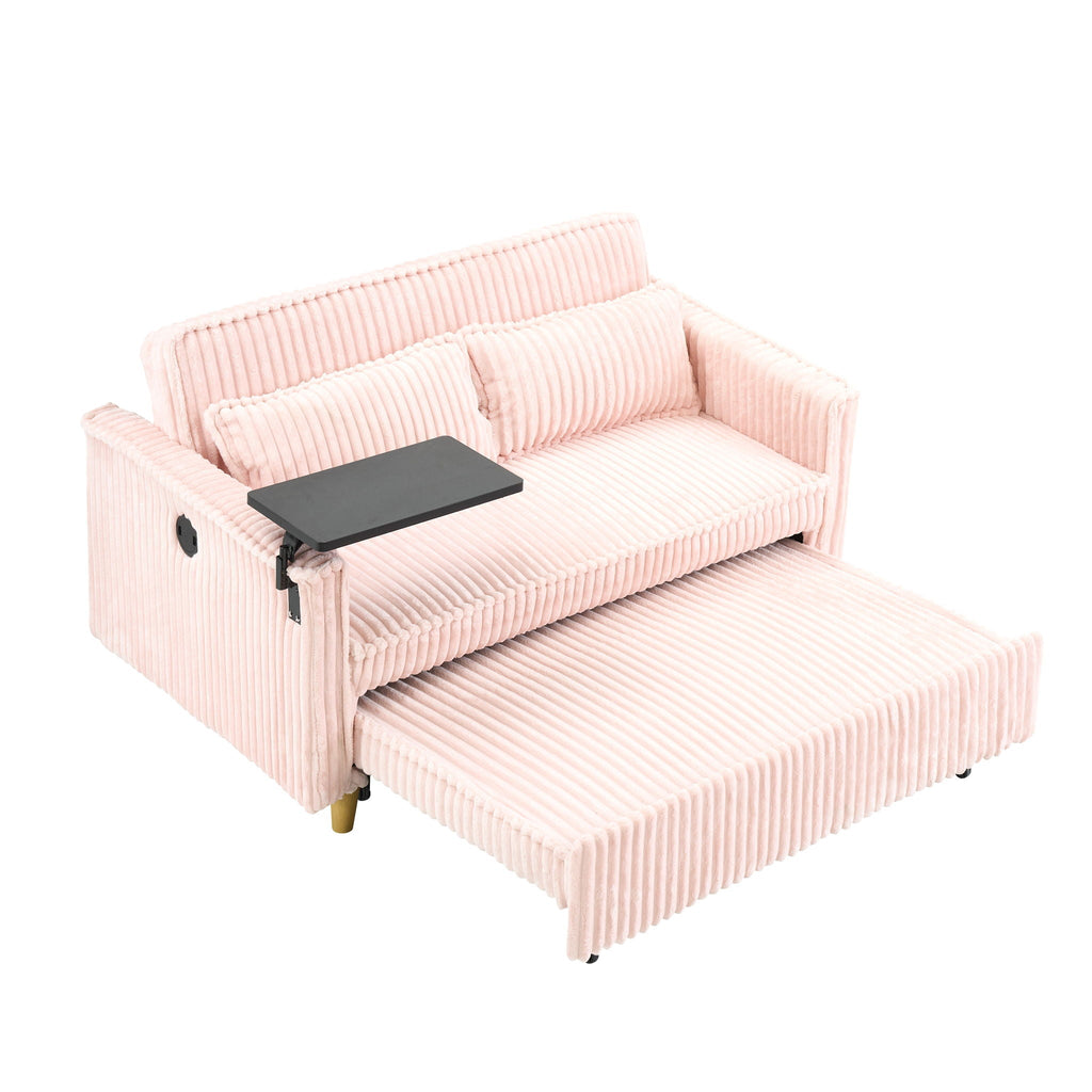 Pull Out Sofa With Movable Tabletop and USB Ports - Multiple Colors
