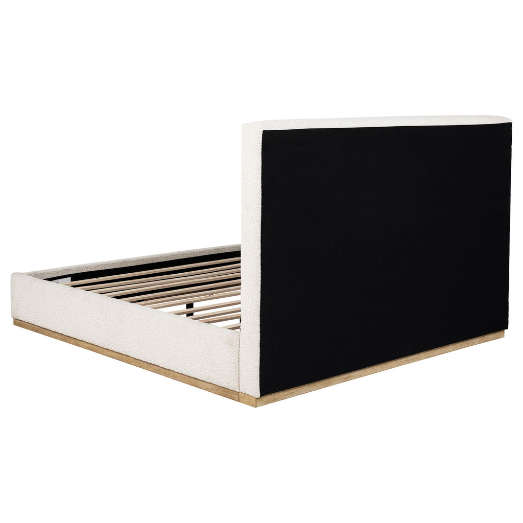 Eastern King Platform Bed with Elevated Headboard - Cream
