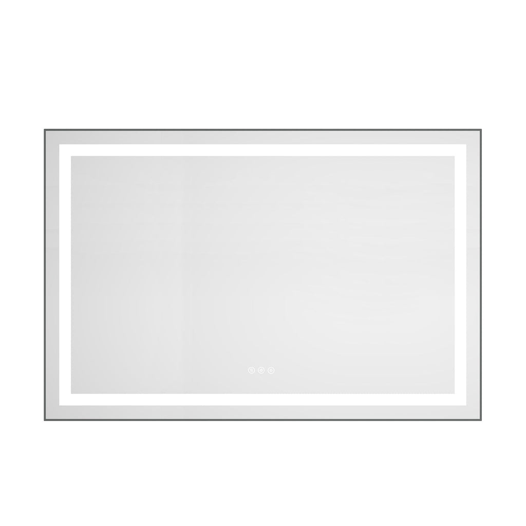 48" x 32" LED Bathroom Mirror with Front and Backlight - Brushed Gold or Gun Ash