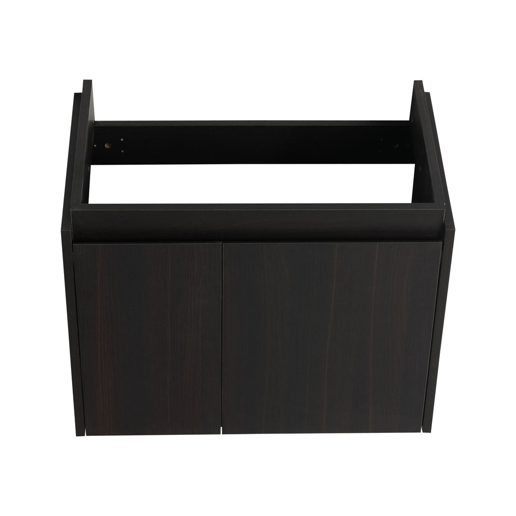 Modern Bathroom Vanity with Ceramic Basin and Storage Cabinet - Light Brown, Black, or White