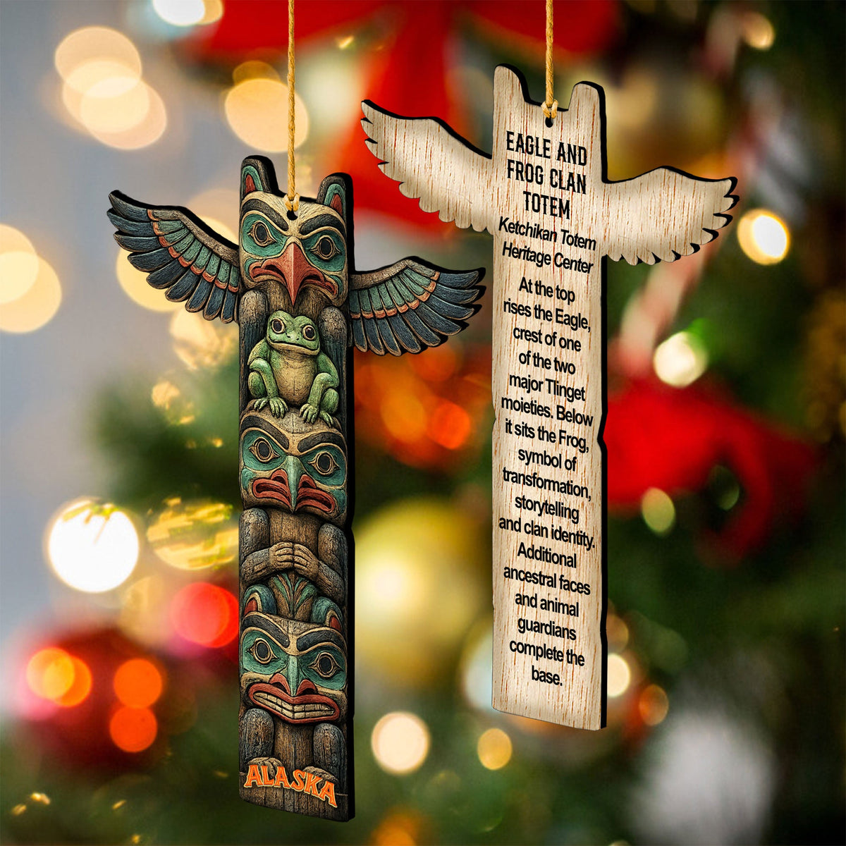 Alaska Inspired Totem Wooden Storytelling Ornaments – Set of 3 – 8091324-S3