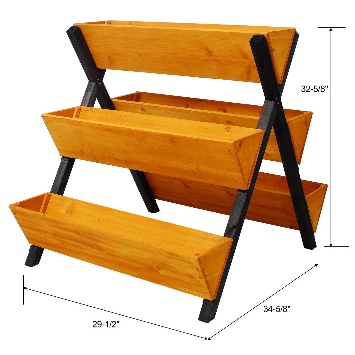 3-Tier Wooden Vertical Raised Garden Bed with Legs - Natural Fir