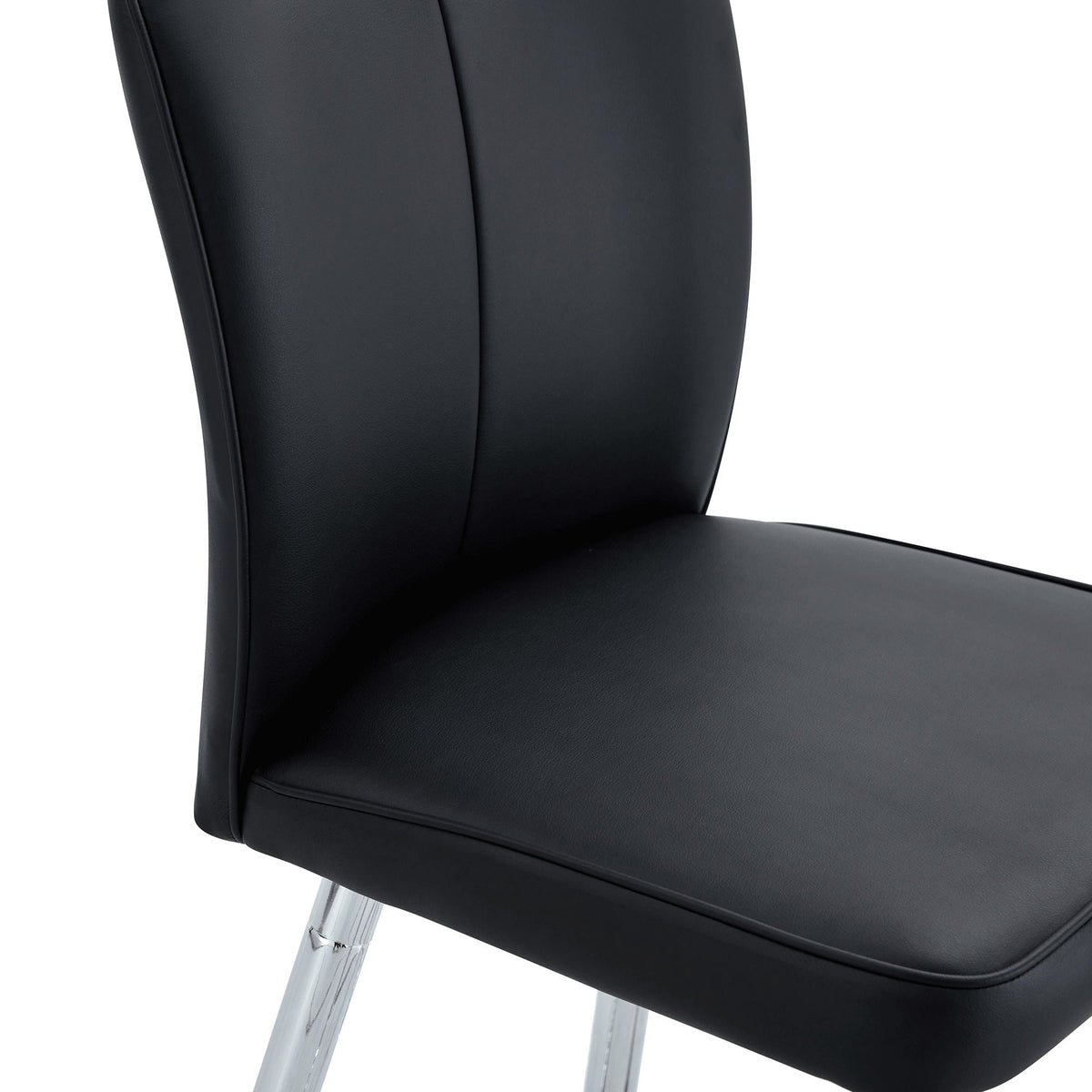 Modern Bar Chair Set with Streamlined Backrest and Metal Legs - Black/Silver