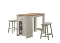 Small Space Counter Height Dining Table with Cabinet and 2 Stools - Gray or Light Brown