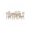 7 Piece Dining Room Set with Cross Back Chairs - Antique White & Light Oak