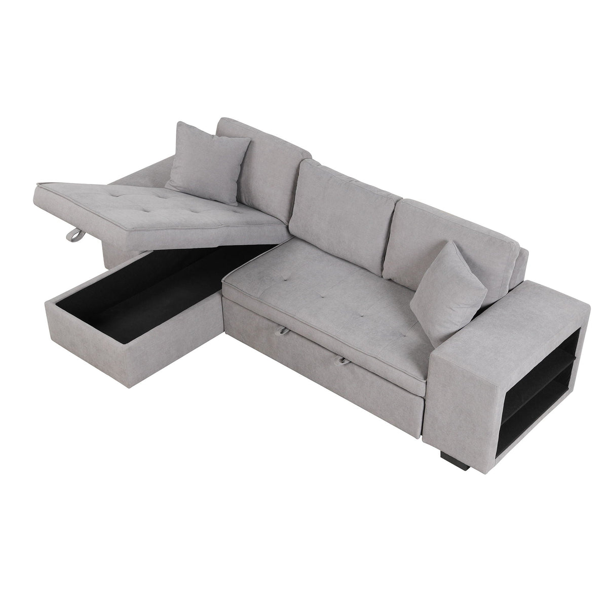Reversible L-Shape Sleeper Sectional Sofa with Storage Chaise and 2 Stools - Multiple Colors