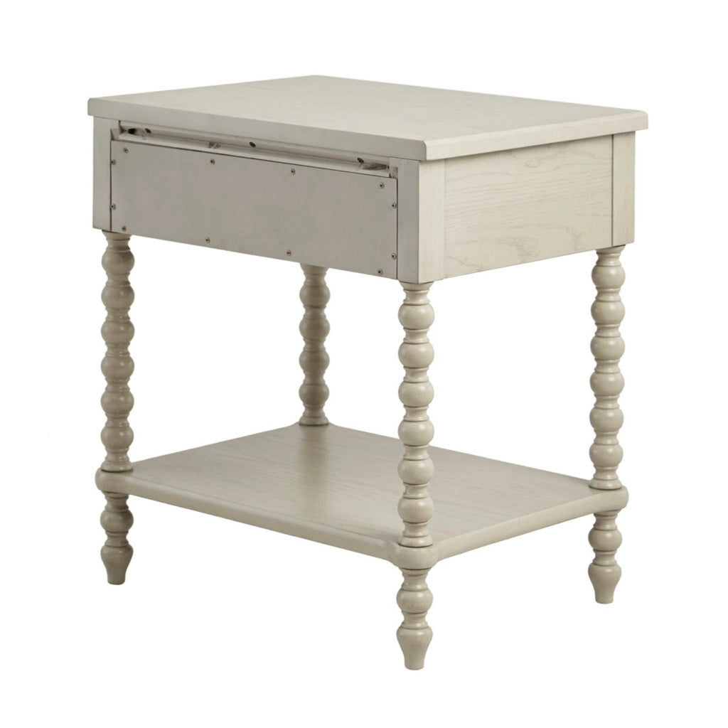 Traditional Durable Nightstand Table With Drawer And Shelf