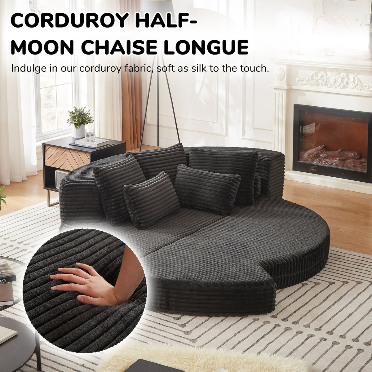 Semi Circular 2-in-1 Sofa Bed with Neck Pillow and Throw Pillows – Multiple Colors