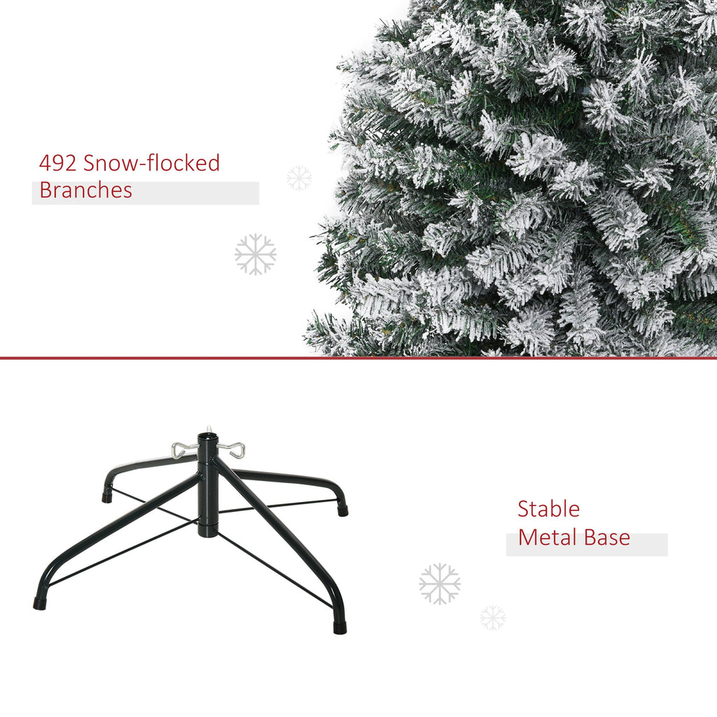 6' Slim Artificial Christmas Tree with Snow-Flocked Finish - White