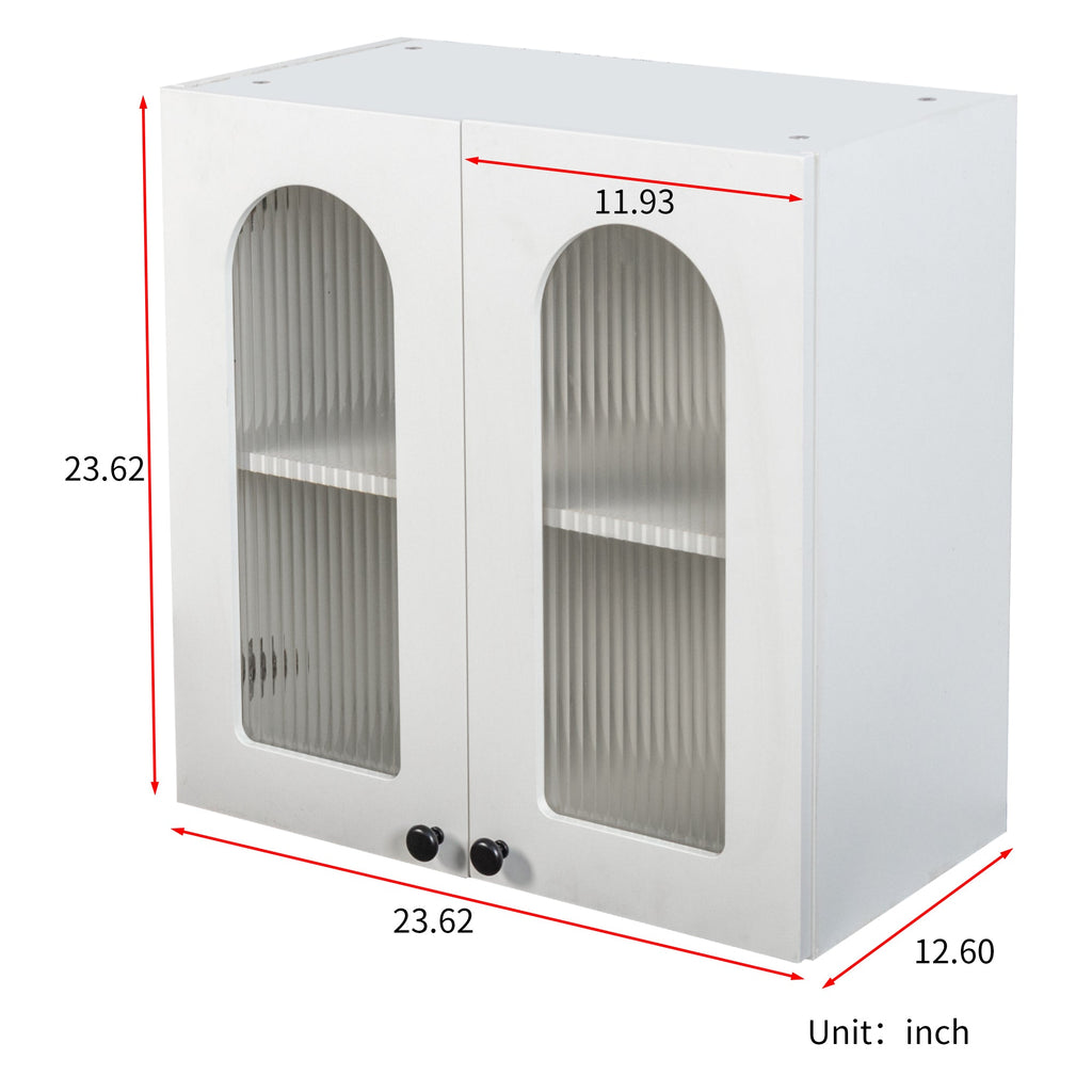 Wall Cabinet with Arched Glass Door and Adjustable Shelves – Particle Board