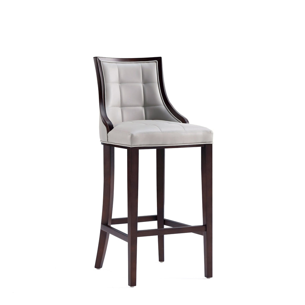 White Bar Height Stool with Solid Wood Frame - Traditional Design