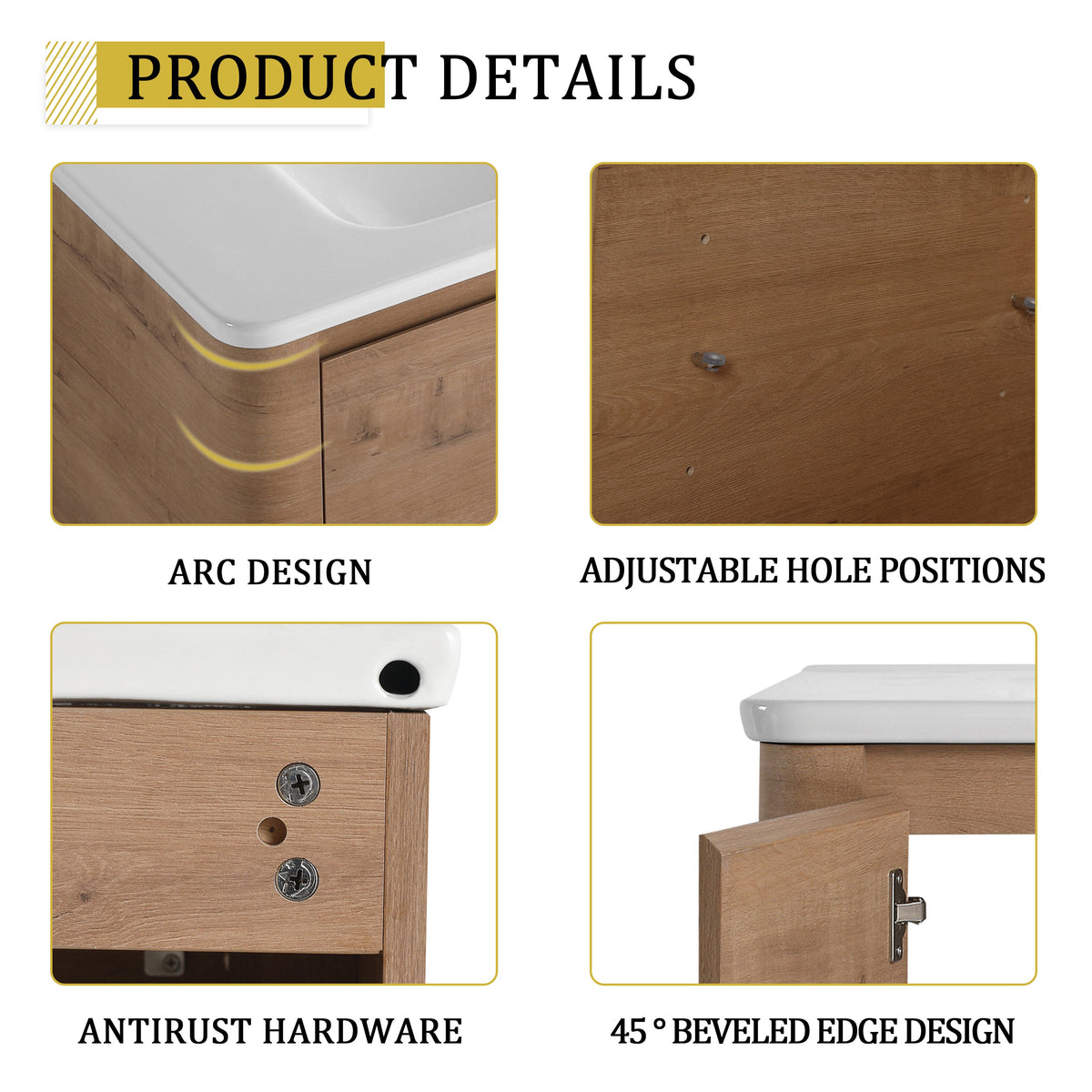 84'' Freestanding Bathroom Vanity with Ceramic Sink - Imitative Oak
