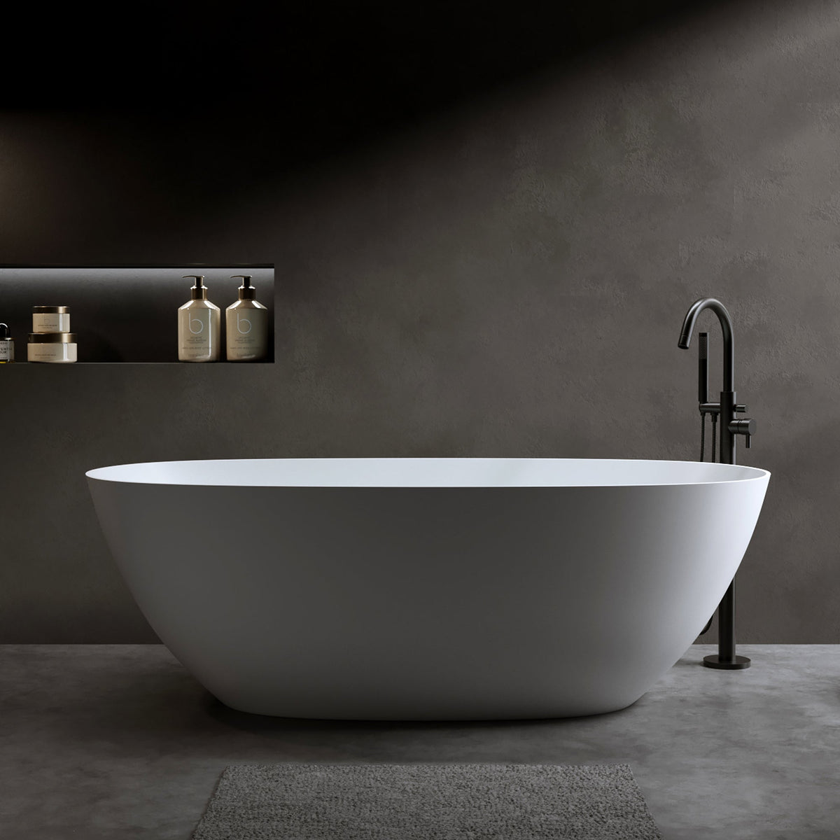 69" Freestanding Bathtub with Solid Resin Stone – White