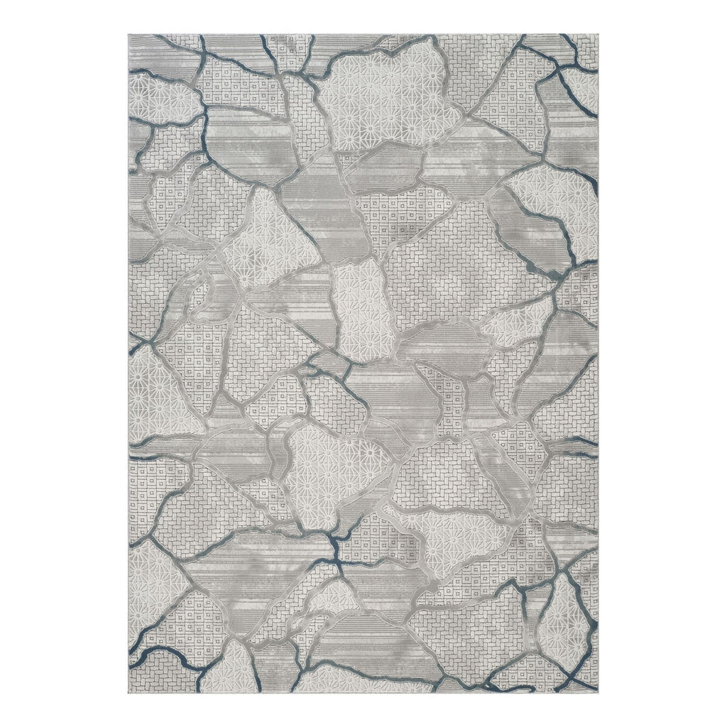 Geometric Area Rug with 3D Effect - Gray