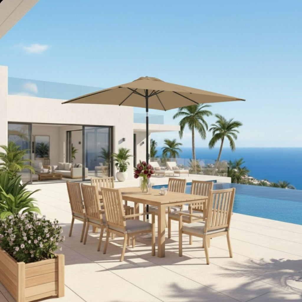 Rectangular Patio Umbrella with Crank Tilt - UV-Resistant Canopy