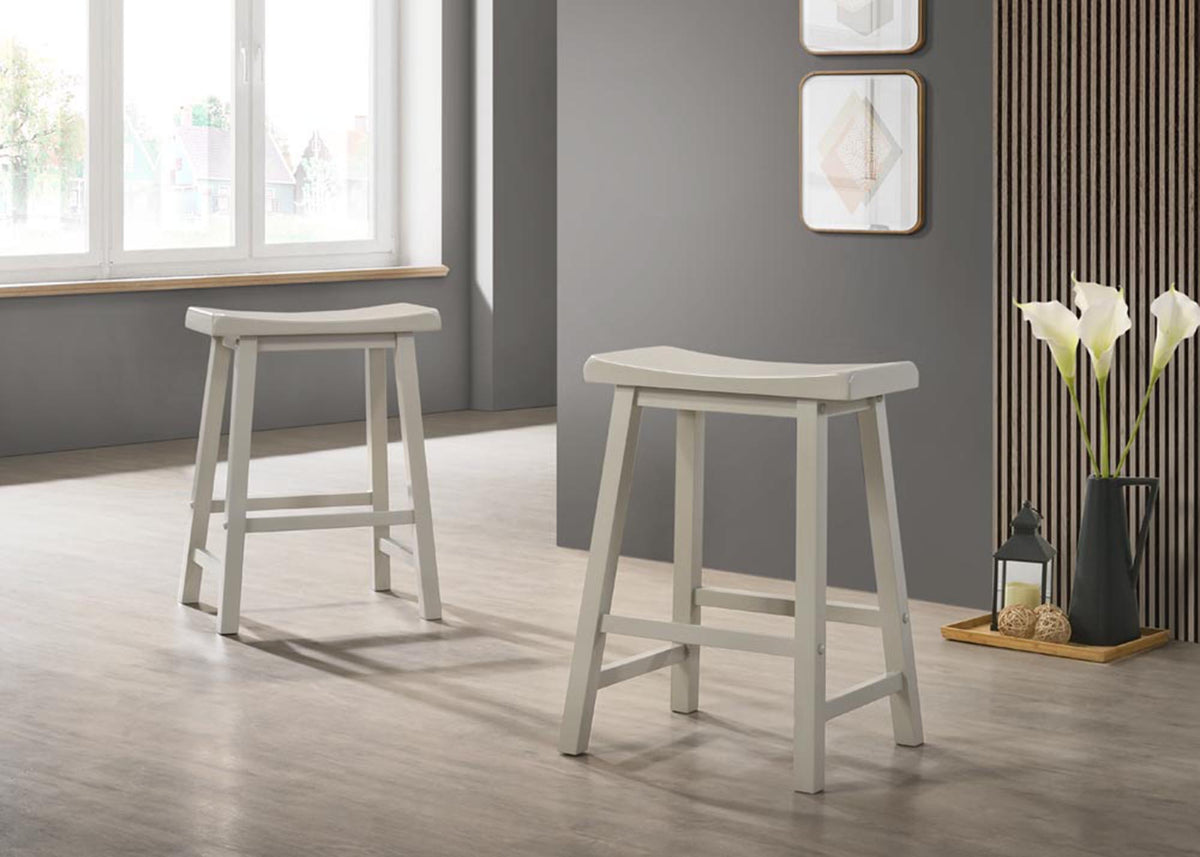 Ergonomic Backless Counter Height Stool Set with Footrest - Gray or White