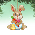 Carrot Bunny with Chick Wooden Ornaments by G.DeBrekht - Easter Spring Decor - 815432-1