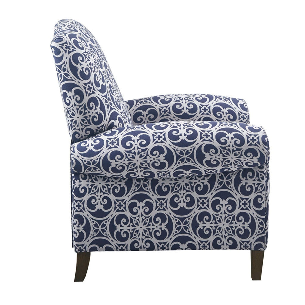 Kirby Transitional Push Back Recliner Chair with Solid Wood Frame - Blue or Gray