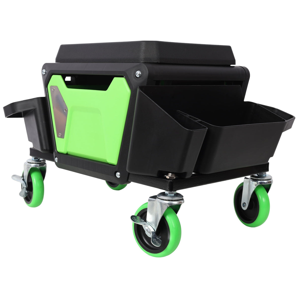 Heavy Duty Mechanic Stool with Wheels and Soft Rubber Cushion - Green