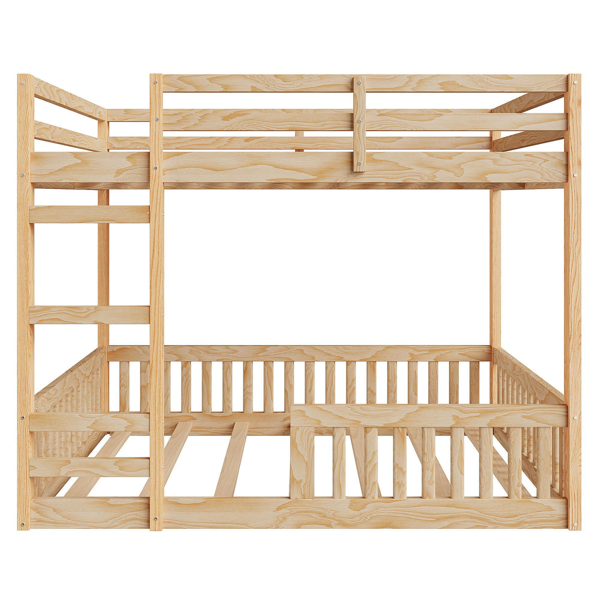 Stylish Bunk Bed With Ladder And Guardrails