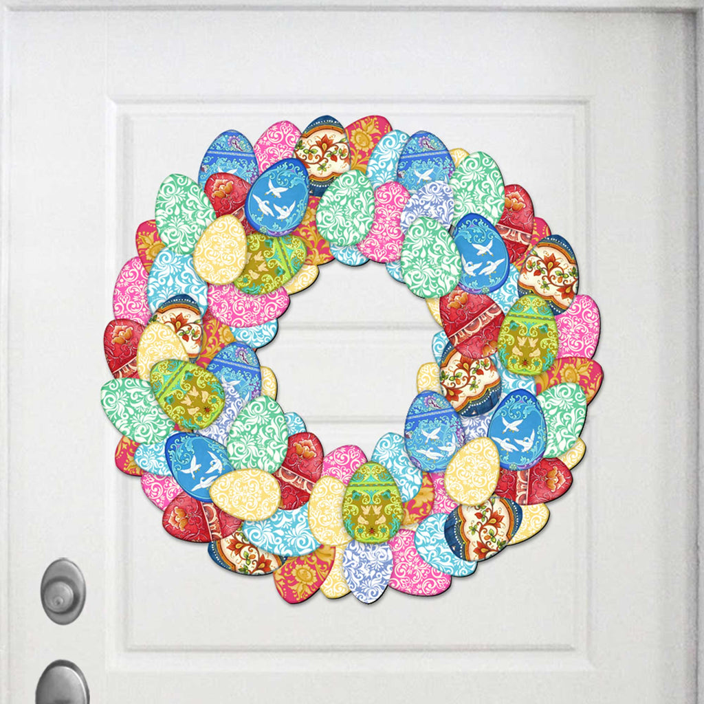 Easter Eggs Holiday Door Wreath by G. DeBrekht - Easter Spring Decor - 8185310-2H