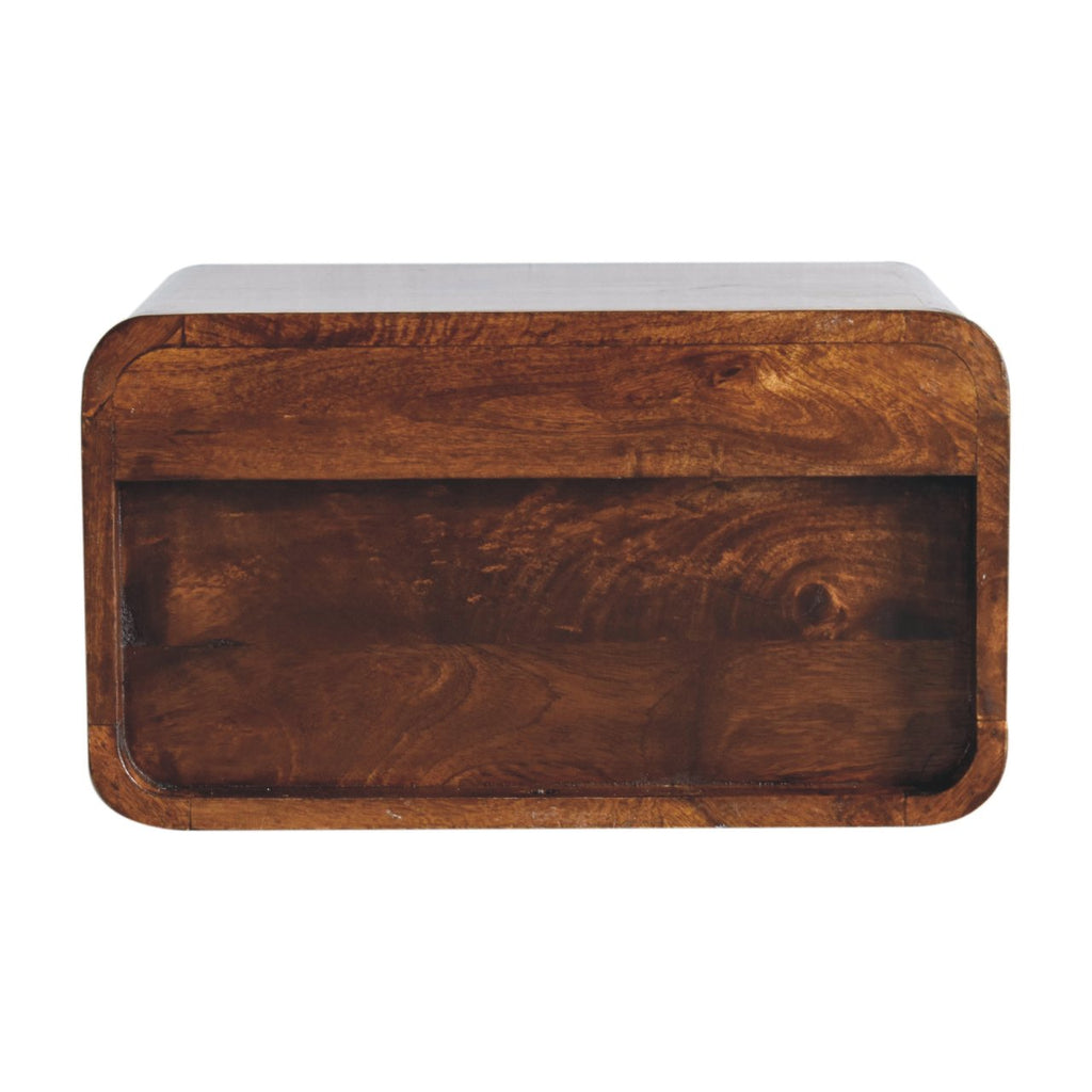 Large Floating Bedside Nightstand with Drawer and Open Shelf - Chestnut