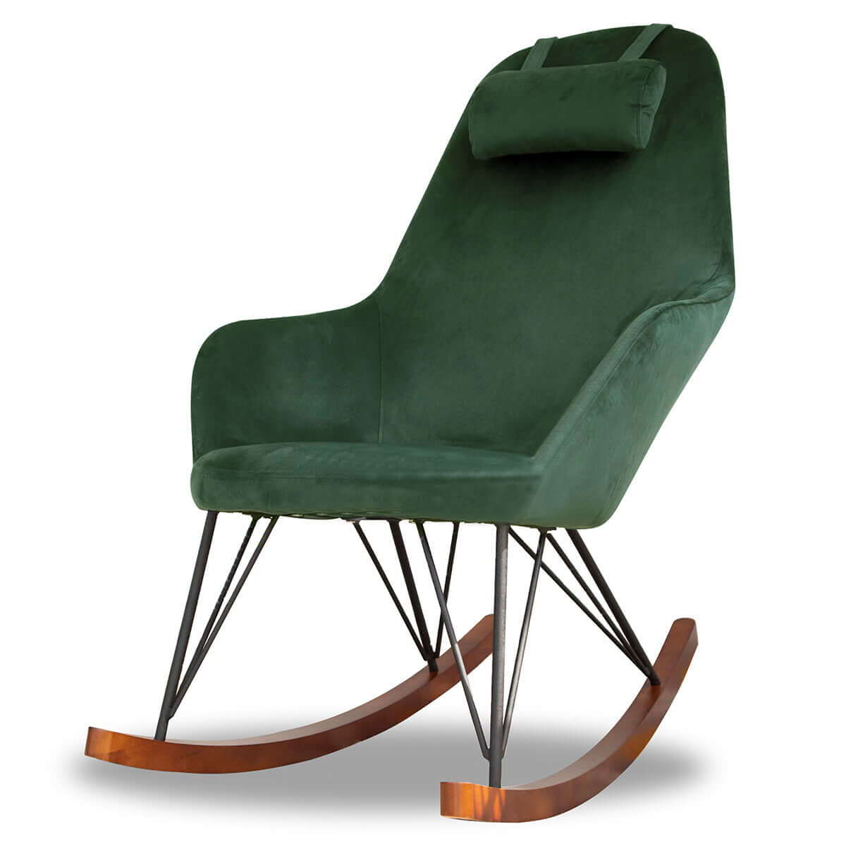 Mid-Century Modern Rocker Chair with High Density Foam - Dark Green or Dark Gray