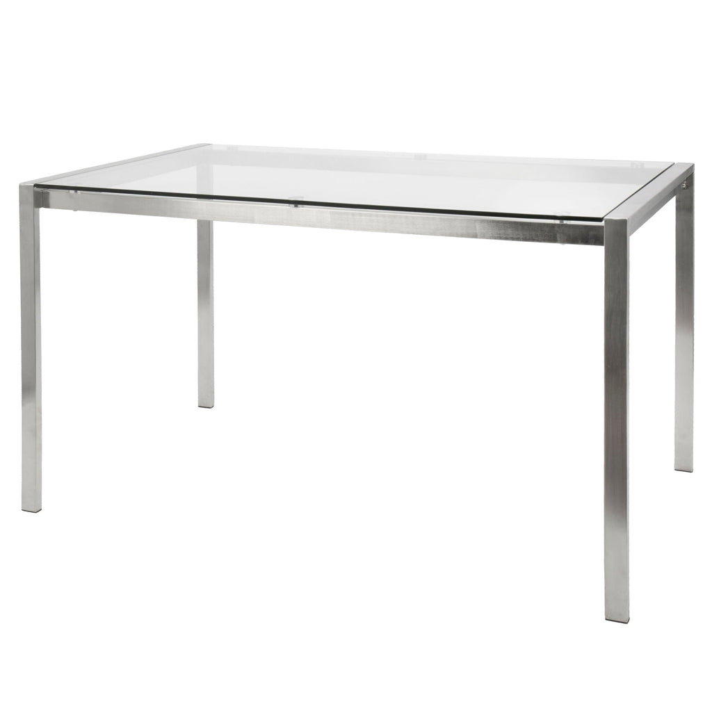 Fuji Modern Dining Table with Glass or Wood Top - Multiple Colors